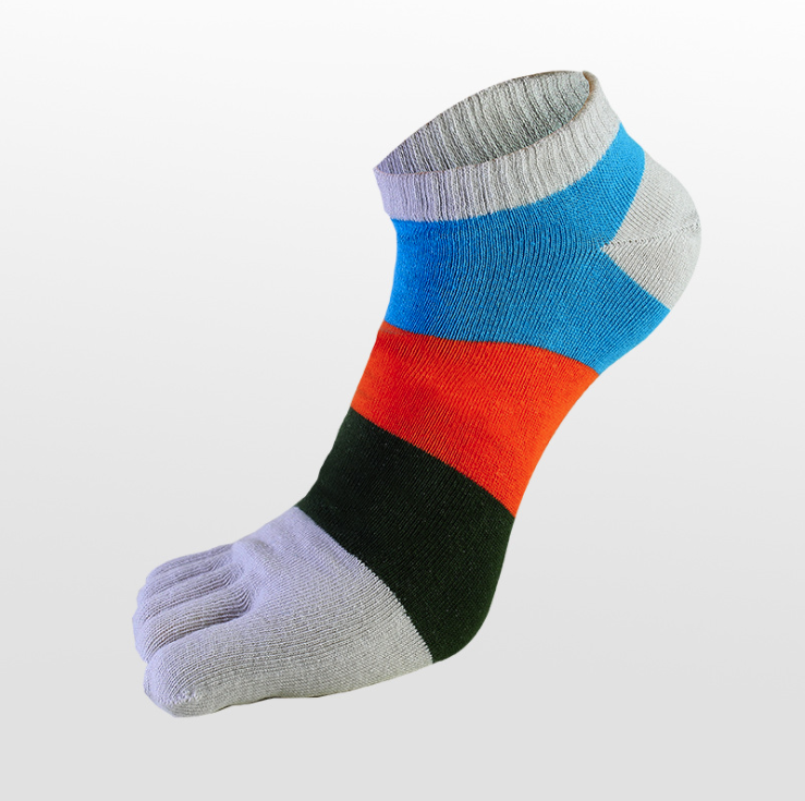 Prstové ponožky Stripe Five Finger Athletic Cotton Man Beh 5 Toe Socks Men