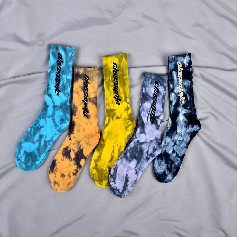 Fashion Tie Dye Personalizované Sox Jacquard Oem Crew Street Sport Men Print Designer Logo Custom Socks