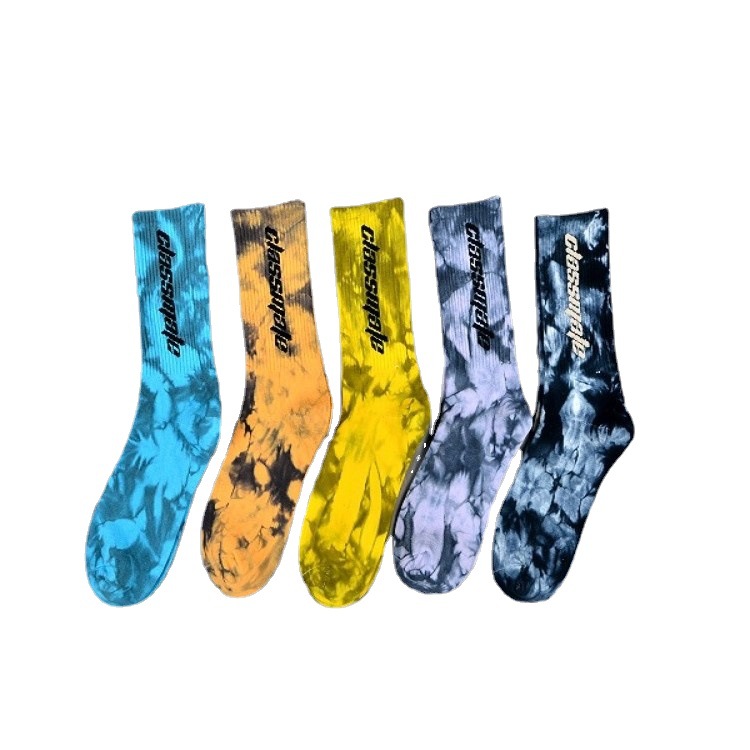 Fashion Tie Dye Personalizované Sox Jacquard Oem Crew Street Sport Men Print Designer Logo Custom Socks